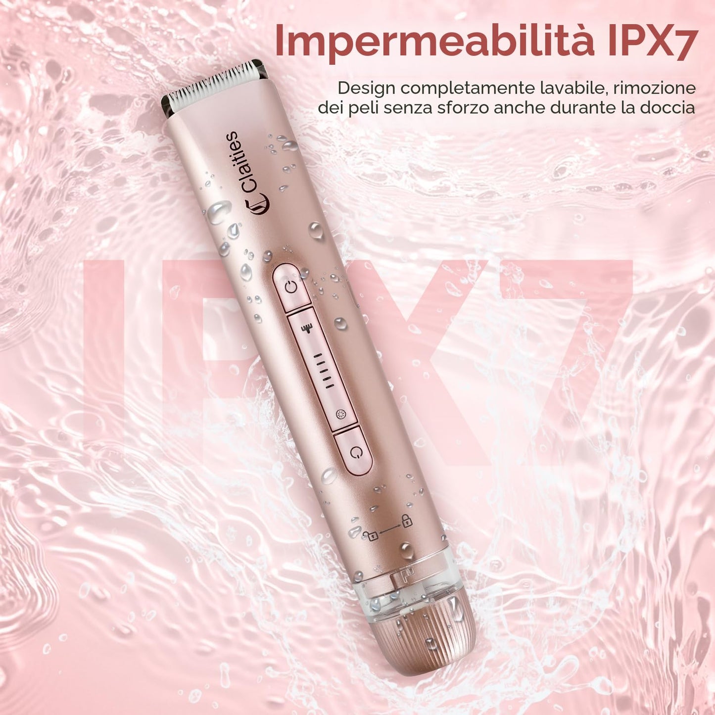Rasoio elettrico da donna 2 in 1 per bikini a doppia testa, IPX7, impermeabile, per uso bagnato e asciutto, per rimuovere i peli del corpo e il viso, per bikini, ascelle, gambe, braccia, corpo viso