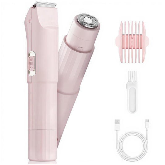 Rasoio Elettrico Donna, Rifinitore 3 in 1 per Viso e Zone Intime, per Gambe, Braccia, Ascelle e Zona Bikini, Ricaricabile USB, Cavo Incluso, Adatto a Pelli Sensibili (Rosa)