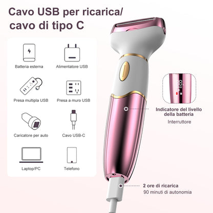 Koeutoze Rasoio elettrico da donna 4 in 1 con display digitale, impermeabile IPX7, rimozione peli del viso per donne, rasoio intimo per viso, zona intima, ascelle, gambe ricarica USB