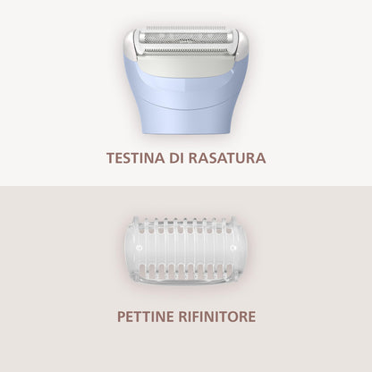 Philips Lady Shaver Serie 6000 - Rasoio senza filo, Wet & Dry, sistema di rasatura a 3 lame, per corpo e gambe, 80 minuti di utilizzo, modello BRL127/00