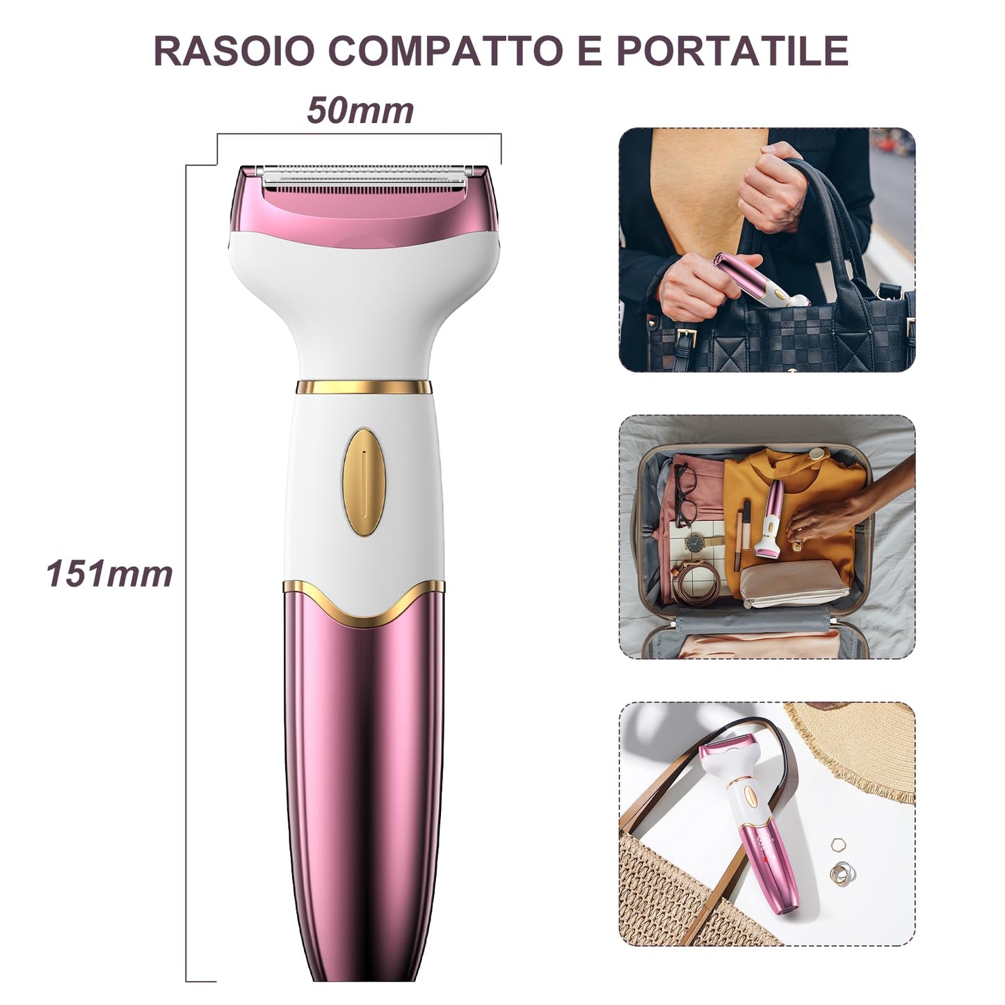 Koeutoze Rasoio elettrico da donna 4 in 1 con display digitale, impermeabile IPX7, rimozione peli del viso per donne, rasoio intimo per viso, zona intima, ascelle, gambe ricarica USB