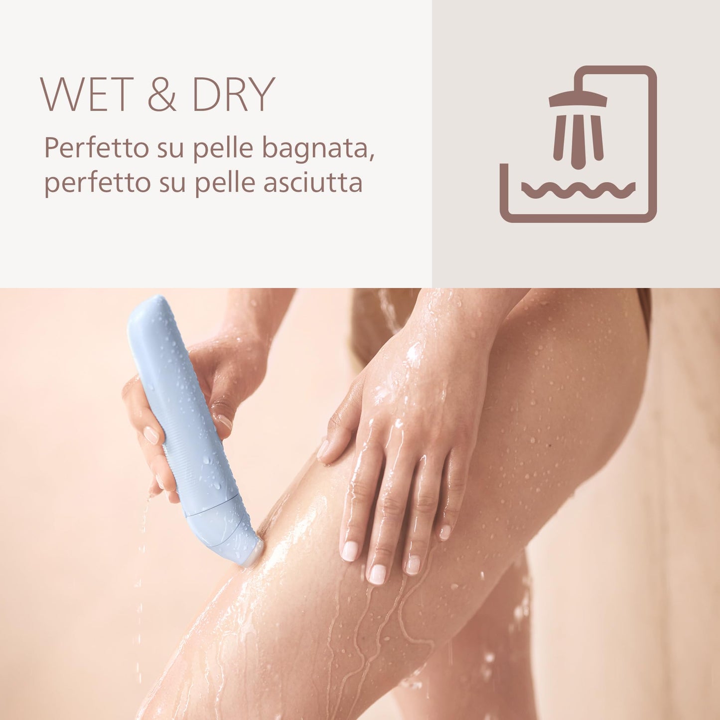 Philips Lady Shaver Serie 6000 - Rasoio senza filo, Wet & Dry, sistema di rasatura a 3 lame, per corpo e gambe, 80 minuti di utilizzo, modello BRL127/00