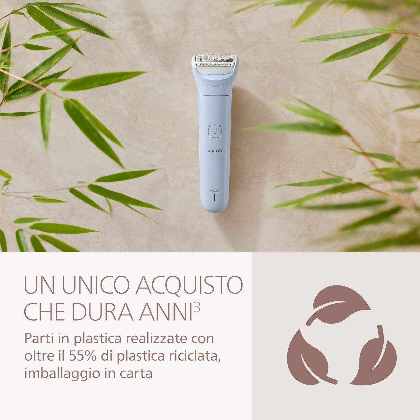 Philips Lady Shaver Serie 6000 - Rasoio senza filo, Wet & Dry, sistema di rasatura a 3 lame, per corpo e gambe, 80 minuti di utilizzo, modello BRL127/00
