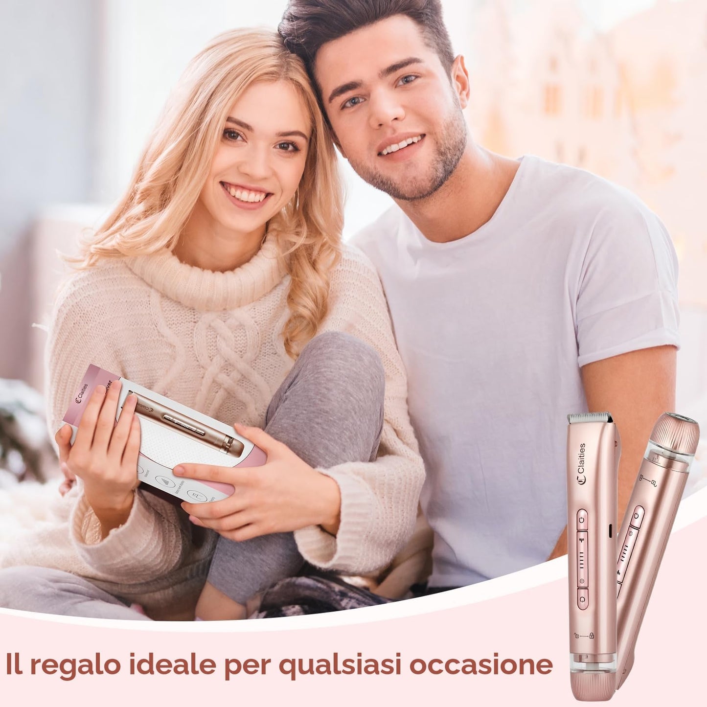 Rasoio elettrico da donna 2 in 1 per bikini a doppia testa, IPX7, impermeabile, per uso bagnato e asciutto, per rimuovere i peli del corpo e il viso, per bikini, ascelle, gambe, braccia, corpo viso