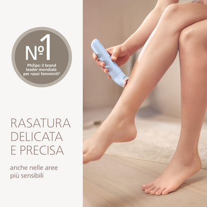 Philips Lady Shaver Serie 6000 - Rasoio senza filo, Wet & Dry, sistema di rasatura a 3 lame, per corpo e gambe, 80 minuti di utilizzo, modello BRL127/00