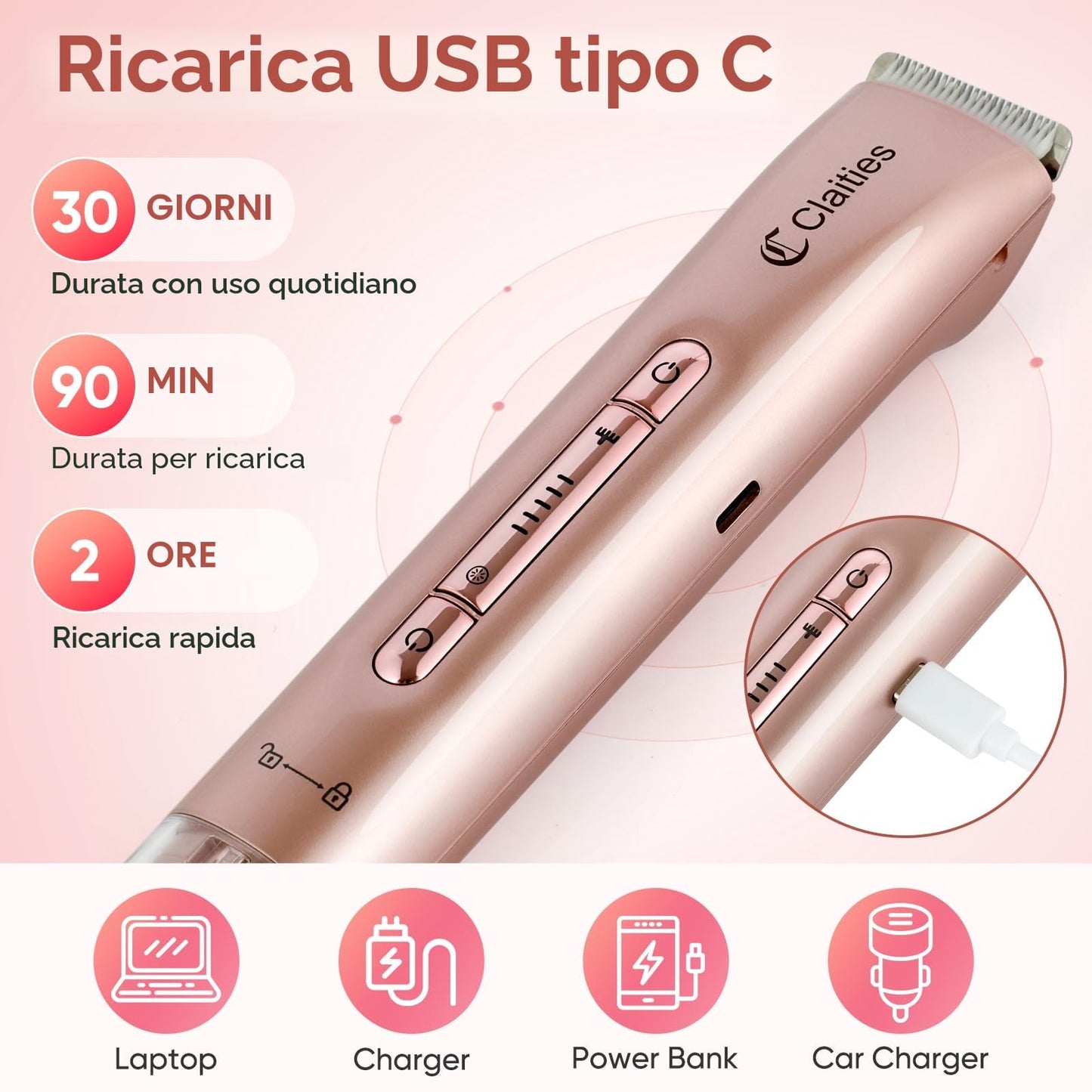 Rasoio elettrico da donna 2 in 1 per bikini a doppia testa, IPX7, impermeabile, per uso bagnato e asciutto, per rimuovere i peli del corpo e il viso, per bikini, ascelle, gambe, braccia, corpo viso