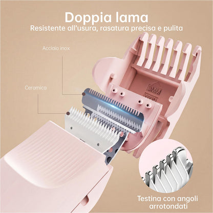 Rasoio Elettrico Donna, Rifinitore 3 in 1 per Viso e Zone Intime, per Gambe, Braccia, Ascelle e Zona Bikini, Ricaricabile USB, Cavo Incluso, Adatto a Pelli Sensibili (Rosa)