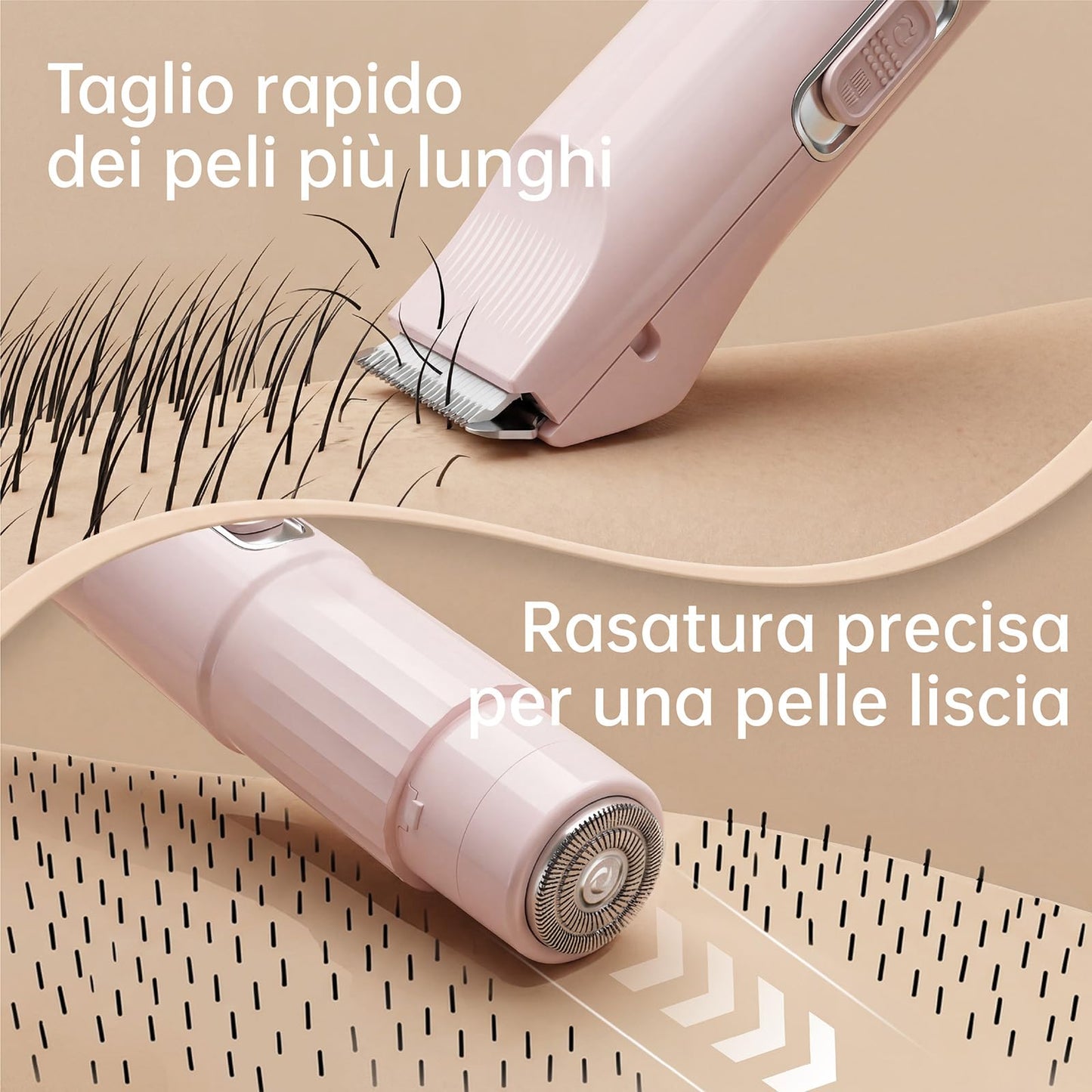 Rasoio Elettrico Donna, Rifinitore 3 in 1 per Viso e Zone Intime, per Gambe, Braccia, Ascelle e Zona Bikini, Ricaricabile USB, Cavo Incluso, Adatto a Pelli Sensibili (Rosa)