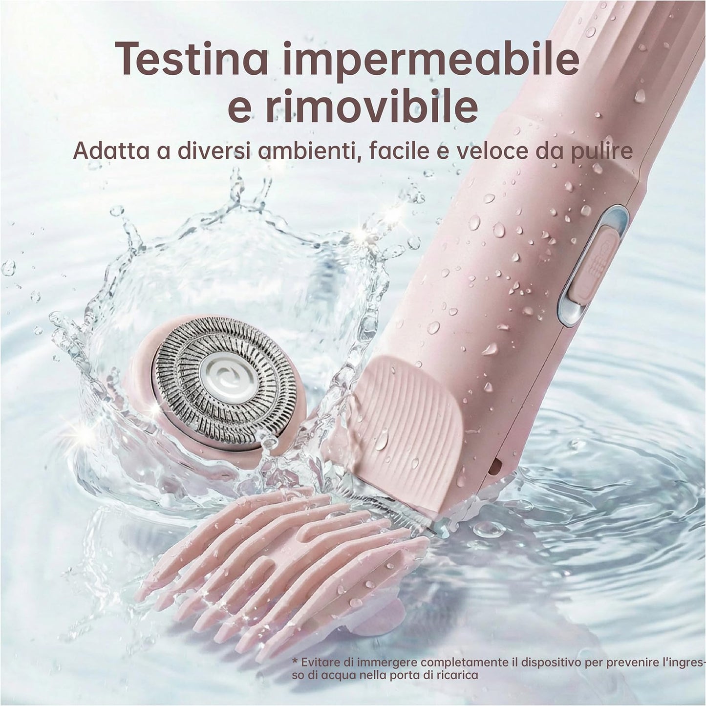 Rasoio Elettrico Donna, Rifinitore 3 in 1 per Viso e Zone Intime, per Gambe, Braccia, Ascelle e Zona Bikini, Ricaricabile USB, Cavo Incluso, Adatto a Pelli Sensibili (Rosa)
