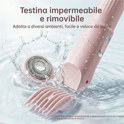 Rasoio Elettrico Donna, Rifinitore 3 in 1 per Viso e Zone Intime, per Gambe, Braccia, Ascelle e Zona Bikini, Ricaricabile USB, Cavo Incluso, Adatto a Pelli Sensibili (Rosa)