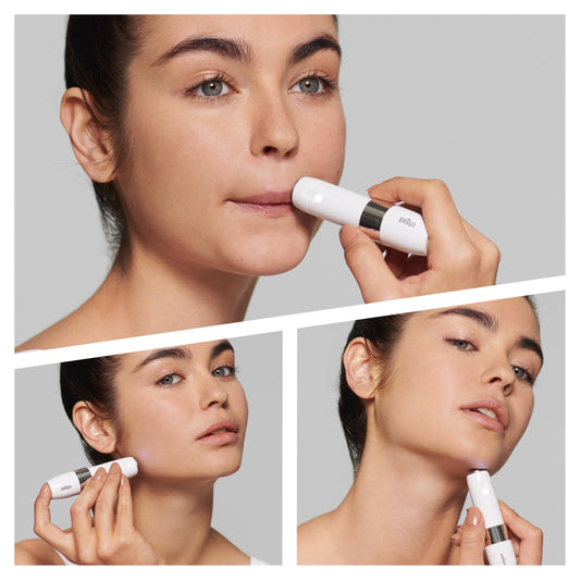 Braun Face Epilatore Elettrico Donna, con Rifinitore di Precisione, Depilazione Elettrica Viso, Baffetti, Mento E Guance, Adatto anche alla zona Bikini, Idea Regalo Depilatore Donna, FS1000 Bianco